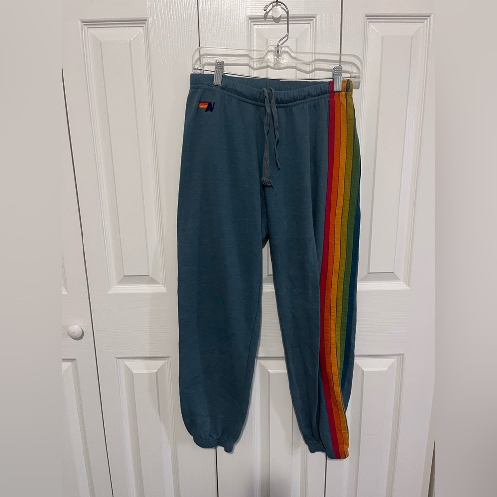 Aviator Nation Five Stripe Sweatpant Blue Size Medium - Picture 2 of 4